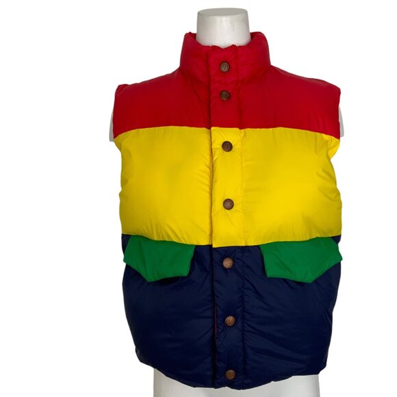 Mother The Pillow Talk Tri Color Vest Jacket XS Building Blocks Striped Puffer - Picture 1 of 12